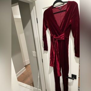 Red velvet jumpsuit